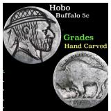 Hobo Buffalo Nickel 5c Grades Hand Carved