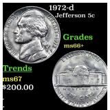 1972-d Jefferson Nickel 5c Grades GEM++ Unc