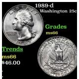1989-d Washington Quarter 25c Grades GEM+ Unc
