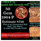 BU Shotgun Lincoln 1c roll, 1964-p 50 pcs Bank Wra