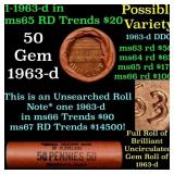 BU Shotgun Lincoln 1c roll, 1963-d 50 pcs Bank Wra