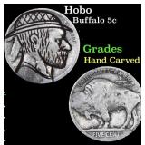 Hobo Buffalo Nickel 5c Grades Hand Carved