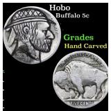 Hobo Buffalo Nickel 5c Grades Hand Carved