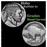 Hobo Buffalo Nickel 5c Grades Hand Carved