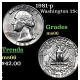 1981-p Washington Quarter 25c Grades GEM+ Unc