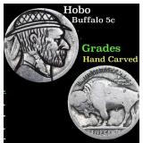 Hobo Buffalo Nickel 5c Grades Hand Carved