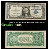 1957 $1 Blue Seal Silver Certificate Grades vf++