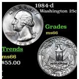 1984-d Washington Quarter 25c Grades GEM+ Unc