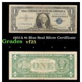 1957A $1 Blue Seal Silver Certificate Grades vf+