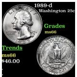 1989-d Washington Quarter 25c Grades GEM+ Unc