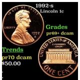 1992-s Proof Lincoln Cent 1c Grades GEM++ Proof De
