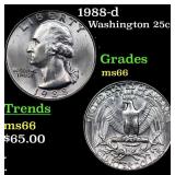 1988-d Washington Quarter 25c Grades GEM+ Unc