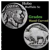 Hobo Buffalo Nickel 5c Grades Hand Carved