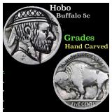 Hobo Buffalo Nickel 5c Grades Hand Carved