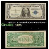 1957A $1 Blue Seal Silver Certificate Grades vf+