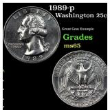 1989-p Washington Quarter 25c Grades GEM Unc
