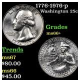1776-1976-p Washington Quarter 25c Grades GEM++ Un