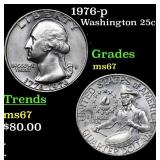 1976-p Washington Quarter 25c Grades GEM++ Unc