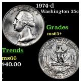 1974-d Washington Quarter 25c Grades GEM+ Unc