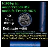 BU Shotgun Jefferson 5c roll, 1981-p 40 pcs Bell T