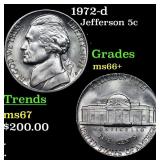 1972-d Jefferson Nickel 5c Grades GEM++ Unc