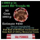 BU Shotgun Lincoln 1c roll, 1993-p 50 pcs Bank Wra