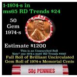 BU Shotgun Lincoln 1c roll, 1974-s 50 pcs Bank Wra