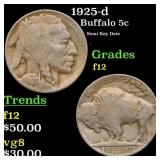 1925-d Buffalo Nickel 5c Grades f, fine