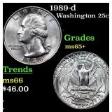 1989-d Washington Quarter 25c Grades GEM+ Unc