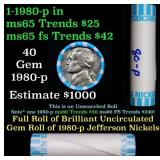 BU Shotgun Jefferson 5c roll, 1980-p 40 pcs Bell T