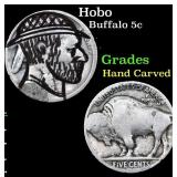 Hobo Buffalo Nickel 5c Grades Hand Carved
