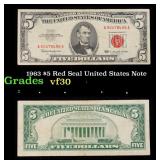 1963 $5 Red Seal United States Note Grades vf++