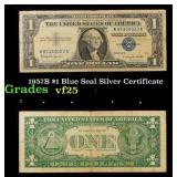 1957B $1 Blue Seal Silver Certificate Grades vf+
