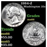 1984-d Washington Quarter 25c Grades GEM+ Unc