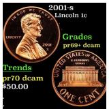 2001-s Proof Lincoln Cent 1c Grades GEM++ Proof De