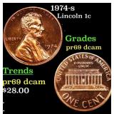 1974-s Proof Lincoln Cent 1c Grades GEM++ Proof De