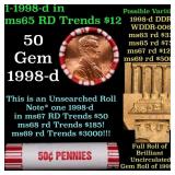 BU Shotgun Lincoln 1c roll, 1998-d 50 pcs Bank Wra