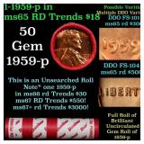 BU Shotgun Lincoln 1c roll, 1959-p 50 pcs Dunbar W