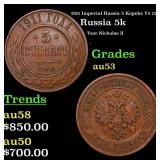 1911 Imperial Russia 5 Kopeks Y# 12.2 Grades Selec