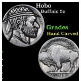 Hobo Buffalo Nickel 5c Grades Hand Carved