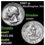 1967-p Washington Quarter 25c Grades GEM++ Unc