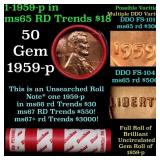 BU Shotgun Lincoln 1c roll, 1959-p 50 pcs Dunbar W