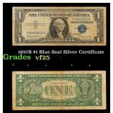 1957B $1 Blue Seal Silver Certificate Grades vf+