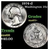 1974-d Washington Quarter 25c Grades GEM+ Unc
