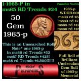 BU Shotgun Lincoln 1c roll, 1965-p 50 pcs Bank Wra