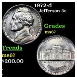 1972-d Jefferson Nickel 5c Grades GEM++ Unc