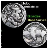Hobo Buffalo Nickel 5c Grades Hand Carved