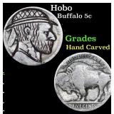 Hobo Buffalo Nickel 5c Grades Hand Carved
