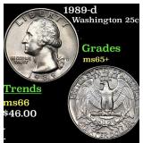 1989-d Washington Quarter 25c Grades GEM+ Unc