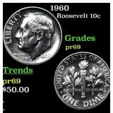 1960 Proof Roosevelt Dime 10c Grades GEM++ Proof